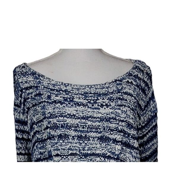 Chico's Sweater Size Extra Large Blue Open Knit Boat Neck Lagenlook Flowy - Picture 3 of 7
